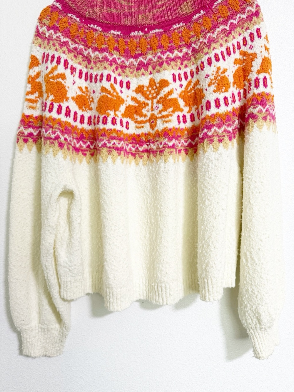 Free People Nellie Fairisle Bunny Slub Knit Oversized Sweater - Picture 8 of 14